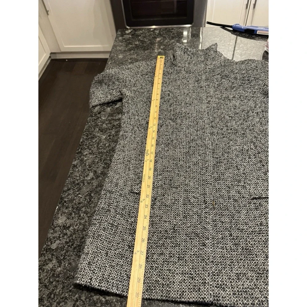 J Crew Tweed Coat Women Size 0 Black White Long Wool Blend‎ Walker Pea - Picture 10 of 13